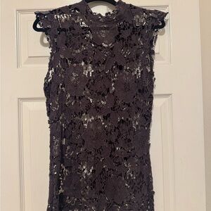 Buckle Lace Sleeveless Top - Purple